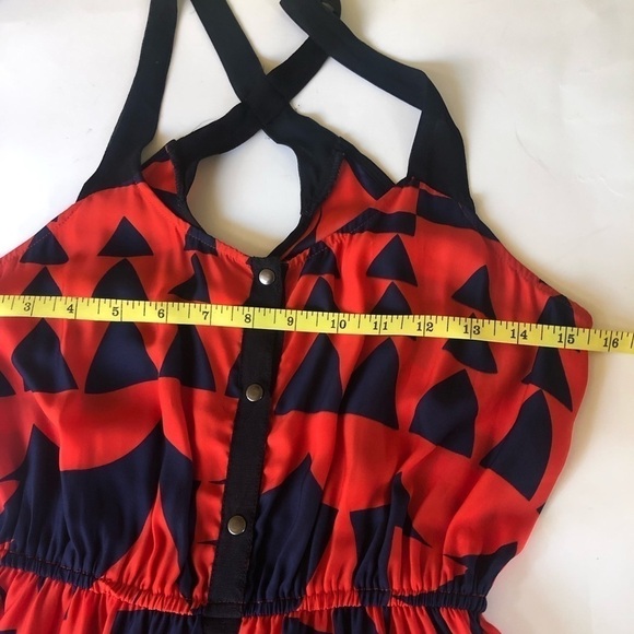 Silence + Noise Abstract Print Scoop Neck Racerback Fit & Flare Dress Mini Sz S - Picture 7 of 10